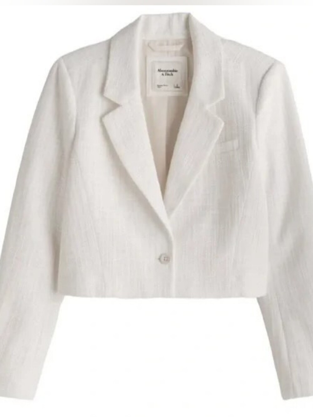 Abercrombie And Fitch White Tweed Cropped Jacket